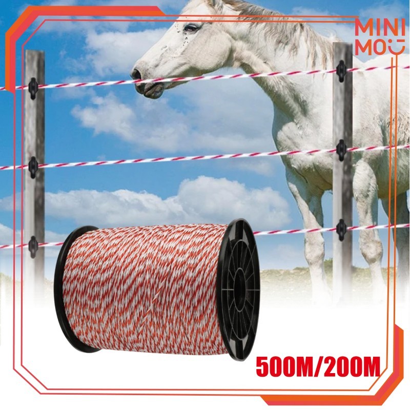 Tali Kawat Pagar Baja Polytwire 2MM 200M/500M Fungsi Pagar Listrik Stabil Untuk Pertanian Perkebunan