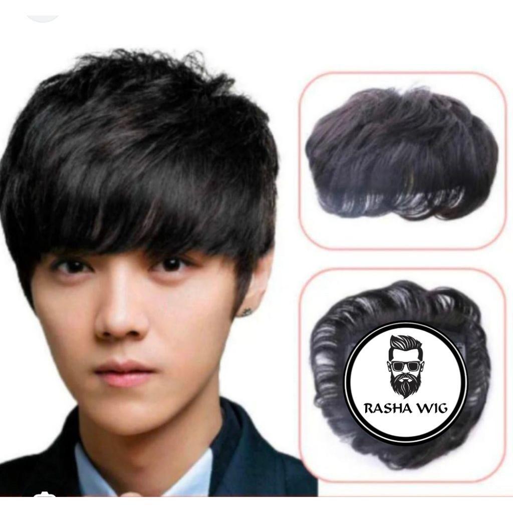 WIG PENUTUP BOTAK PRIA /Toupe penutup botak pria warna hitam rambut pendek
