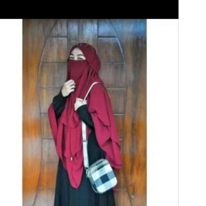 French Khimar Ceruty Babydoll Dua Layer Cadar