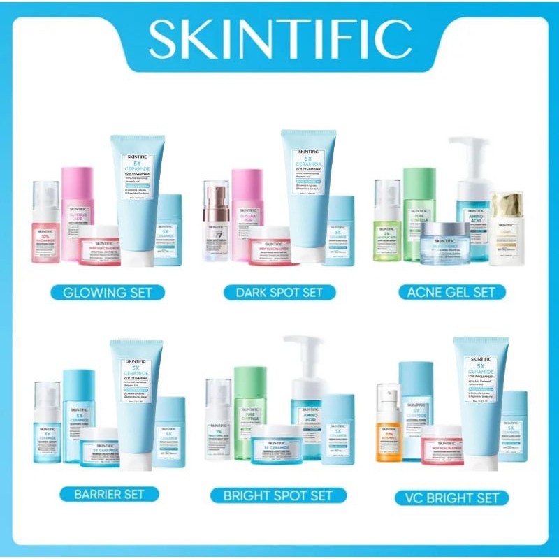 PAKET WAJAH SKINTIFIC SET ISI 5 | 4 | 3 DAN TRAVEL SIZE |ACNE SET |glowing set | anti dark spot set 