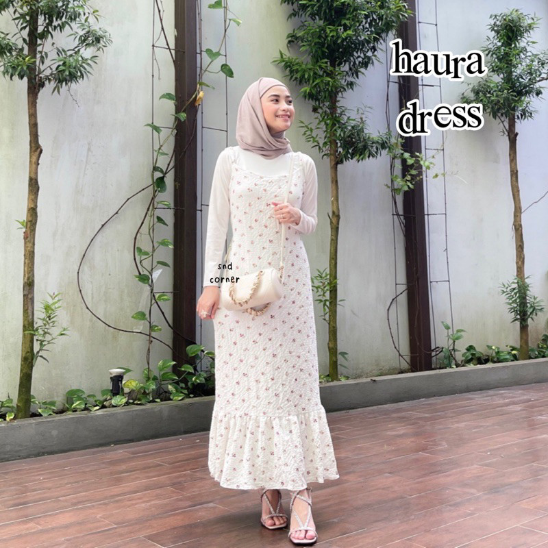 NIWASUMA HAURA FLORAL DRESS | KOREAN DRES OVERALL TANPA LENGAN MOTIF BUNGA
