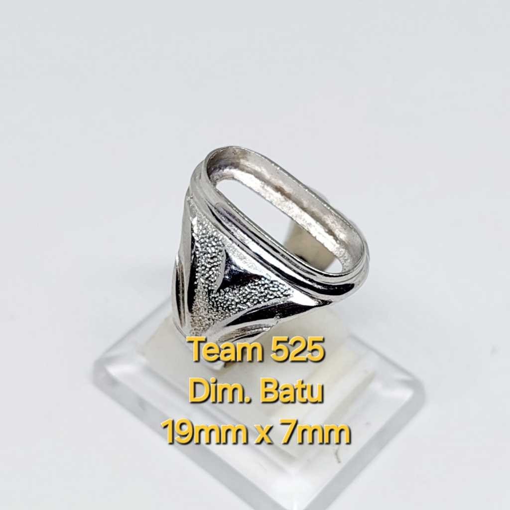 Ring emban alpaka super dim 19x7 tanam lonjong / melintang pengikat ring cincin batu akik eceran kod