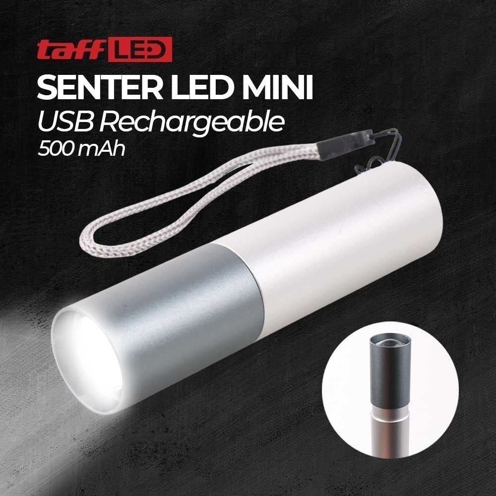 Senter LED Mini Flashlight USB Rechargeable Aluminium Body XPE Lampu Senter LED Mini Senter USB