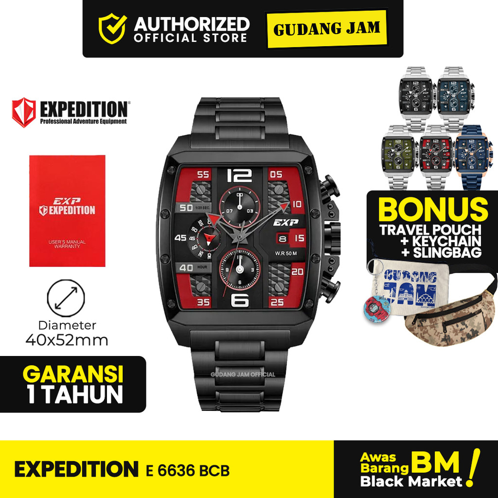 Jam Tangan Pria Analog Expedition EX 6636 BCB Stainless Steel