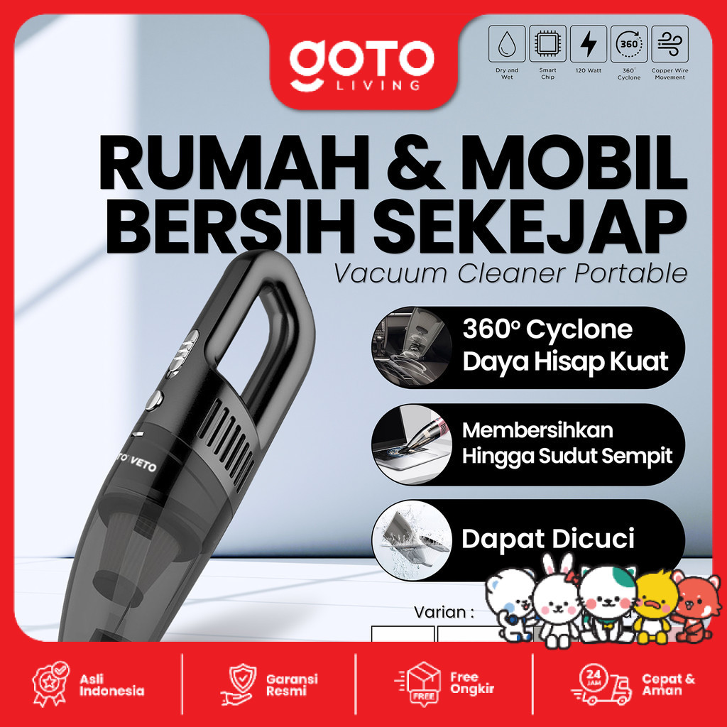 Goto Veto Vacuum Cleaner Alat Penyedot Debu Mobil Portable Wireless