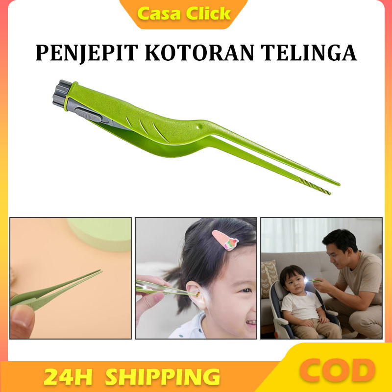 Alat Pembersih Telinga Bercahaya / Penjepit Kotoran Telinga Anak & Bayi / Dengan LED Stainless Steel