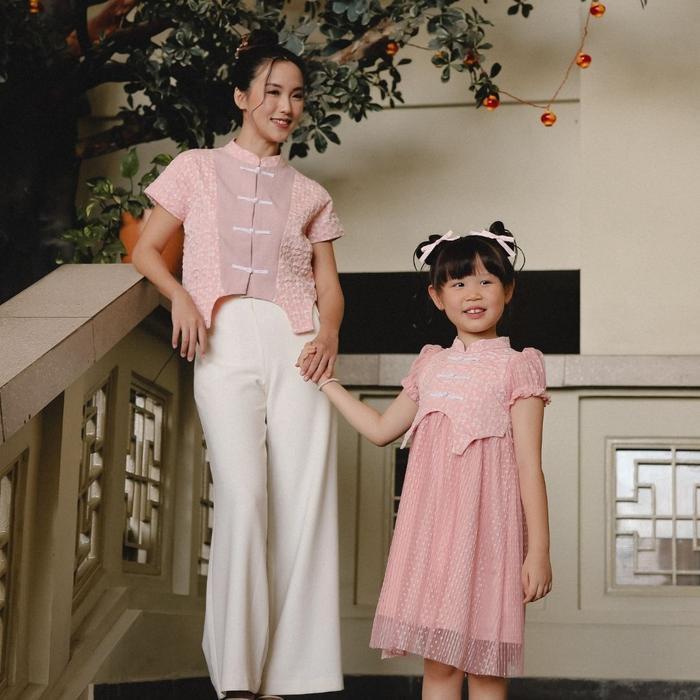 ZIEL KIDS - Zhishu Top | Cheongsam | Couple Mom & Girl - Rose Gold, 1-2 th