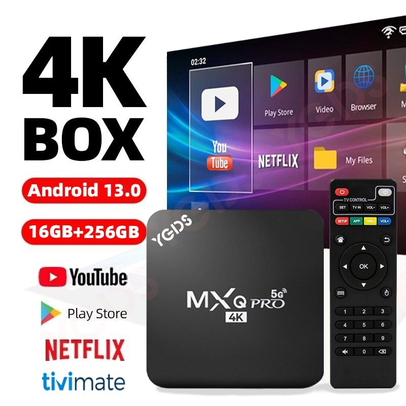 DISKON Android Tv Box MXQ Pro Android 13.0os 2.4G WIFI 16gb Ram 256gb Rom STB 4K Smart TV Box Unlock
