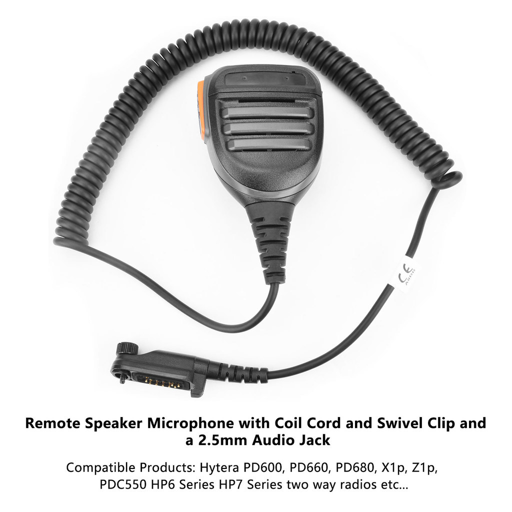 SM26N2 Walkie Talkie Remote Speaker Microphone with 2.5mm Stereo Jack Auo for Hytera X1e X1p Z1p PDC