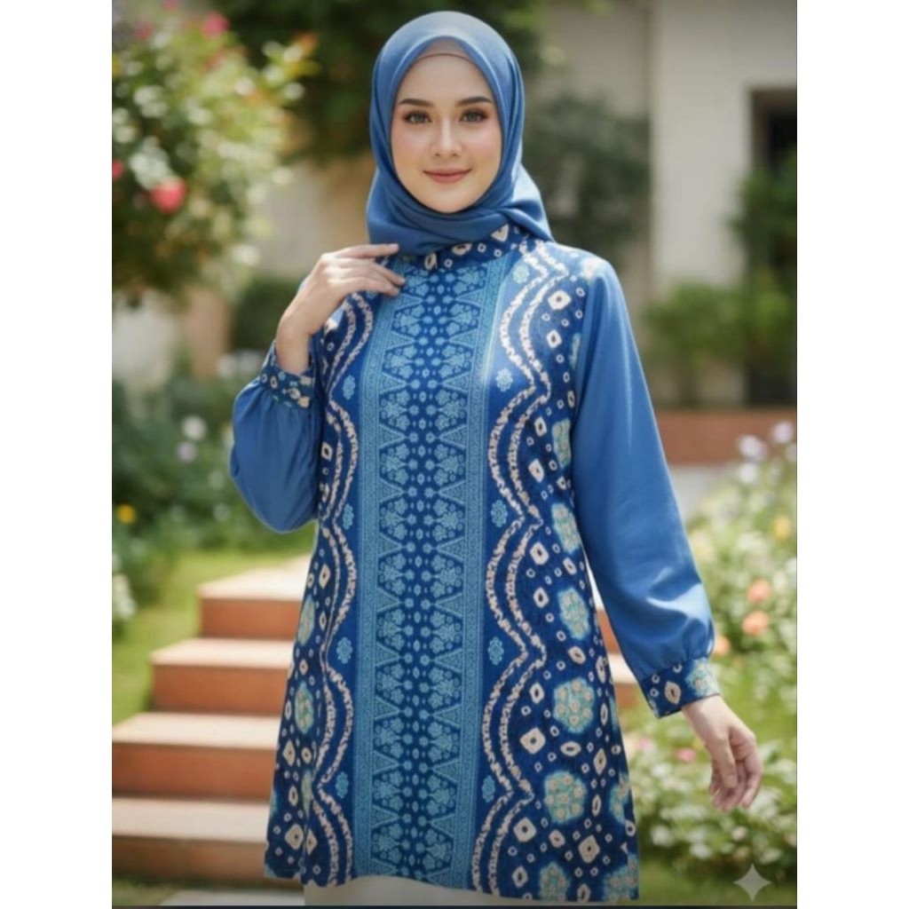 GUNSHOP Tunik Atasan Kerja~TunikJumputanSongket~AtasanWanita