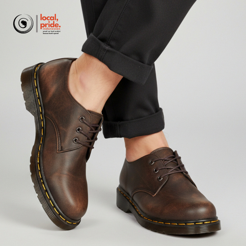 GREATA Kalmar Camel Sepatu Formal Pria Kulit Asli Oxford Derby Kerja Kantor Pesta Premium