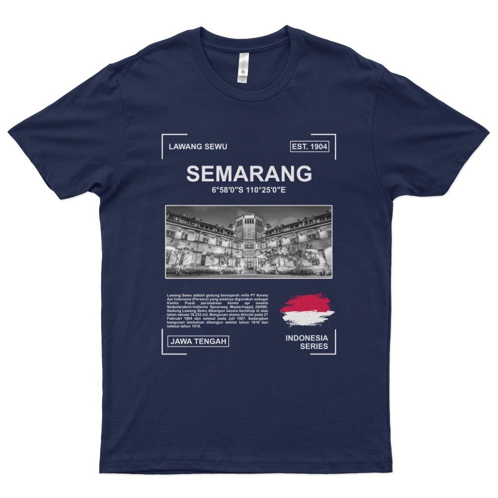 Kaos Distro Premium Lengan Pendek Semarang Jawa Tengah Lawang Sewu T-Shirt