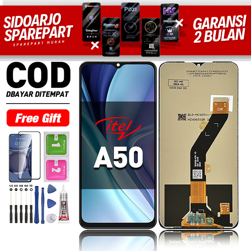 LCD Itel A50 Fullset hp layar Touchscreen untuk Glass Touch Screen Digitizer COD -original free lem-