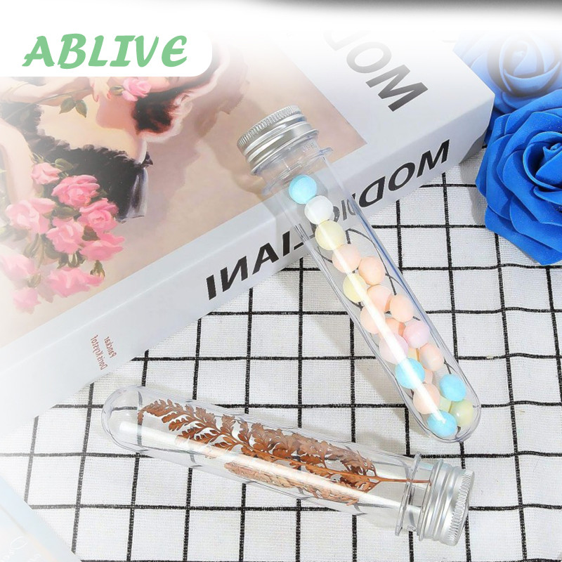 10pcs Plastic Tube Test 80ml Tabung Reaksi Plastik Pet Tutup Aluminium Tabung Souvenir Bunga Kering