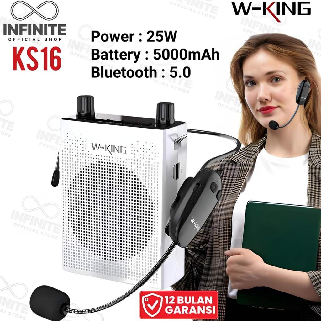 Speaker Bluetooth WKING KS16 Pinggang Microphone Portable Guru Guide Speker Mic Pengeras Suara