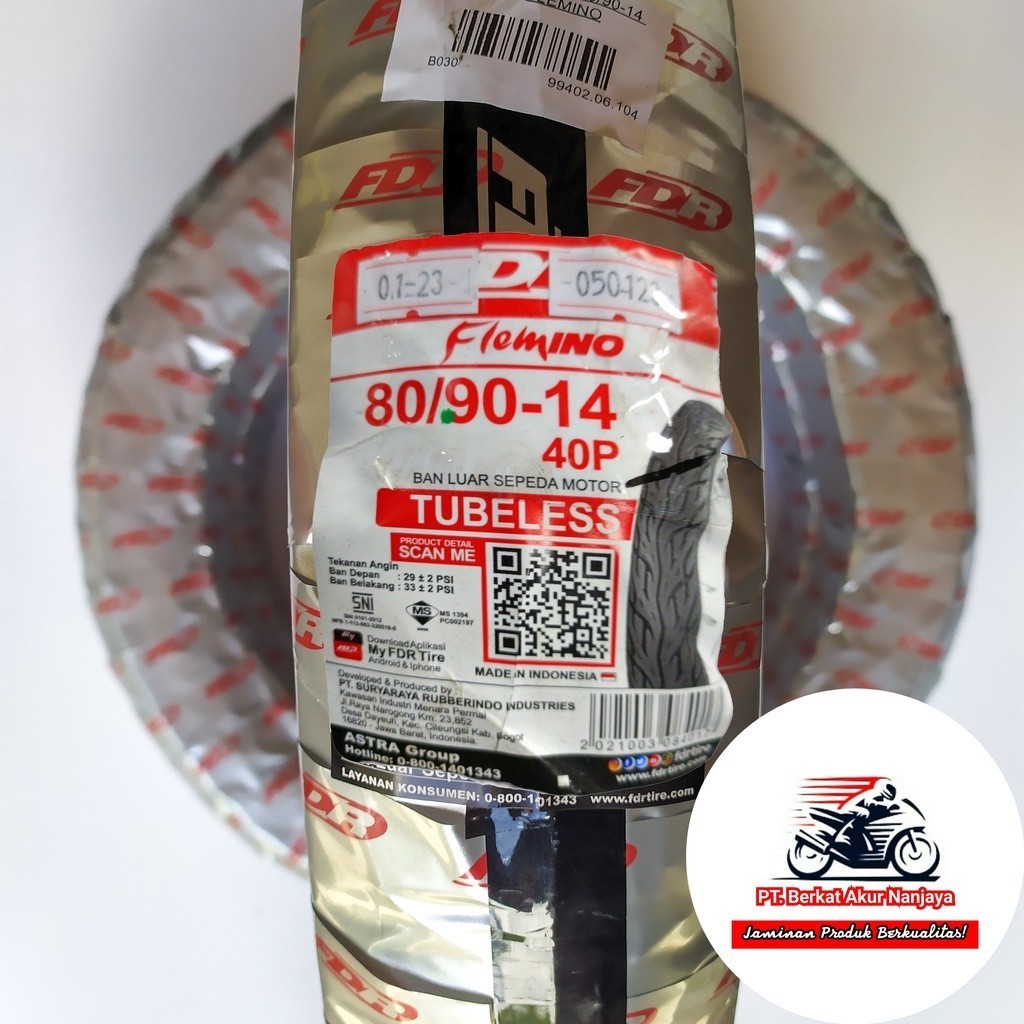 FDR Flemino 80/90-14 Tubeless Ban Depan Motor Matic