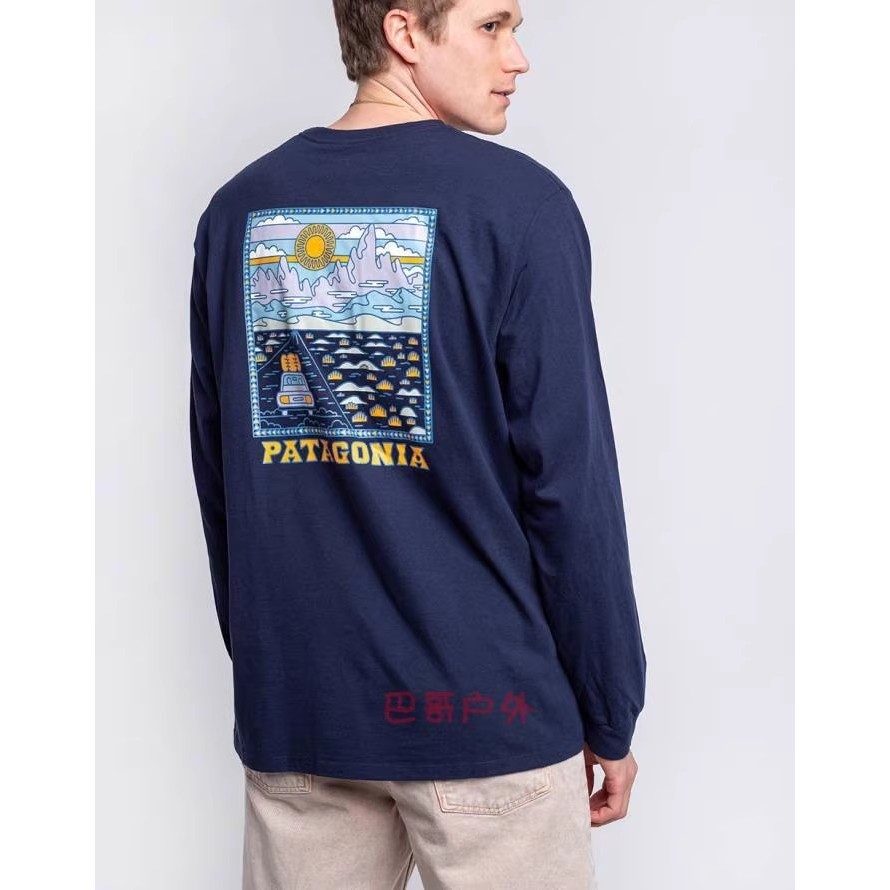 ATASAN PRIA BAJU KAOS Patagonia Outdoor Casual Men's Print Summit Road Long Sleeved T-shirt