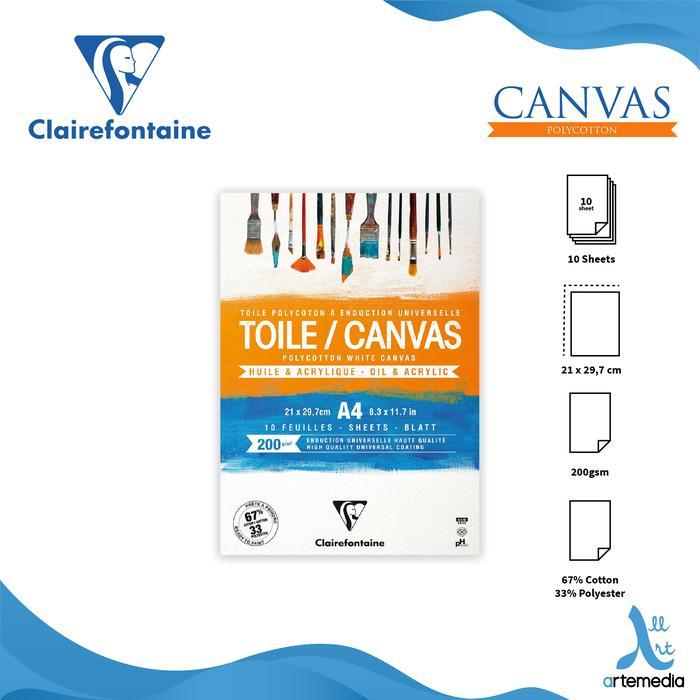 Kanvas Lukis Clairefontaine Canvas Pad Ready to Paint Kanvas Lembaran - POLYCOTTON A4