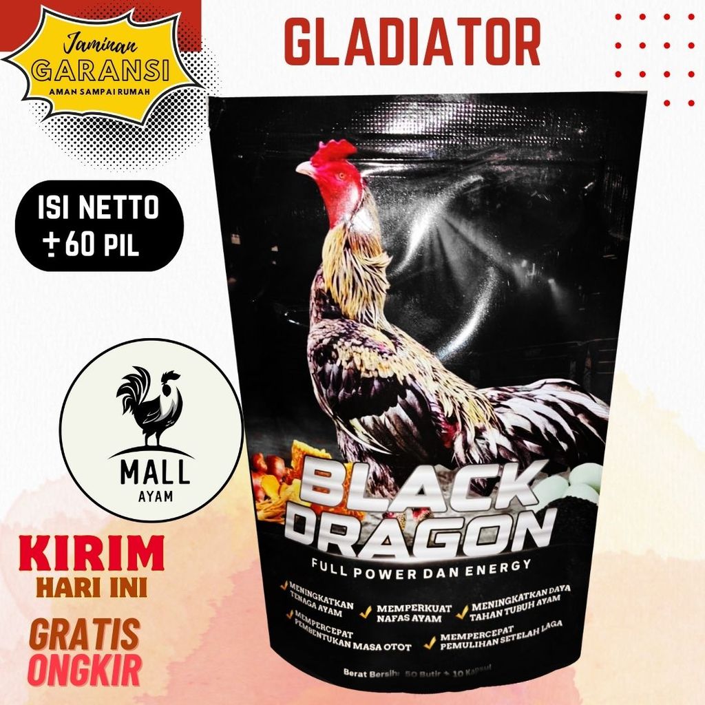 AYAM MALL Black Dragon Jamu Vitamin Obat Ayam Aduan Jago Tarung Pil Herbal Recovery Pemulihan Pasca 