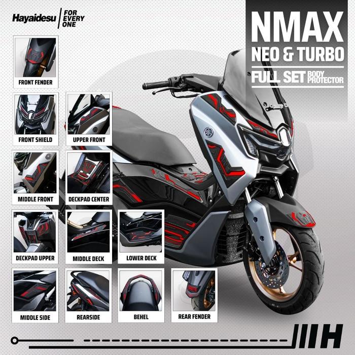 Hayaidesu NMAX TURBO & NMAX NEO Full Set Body Protector Cover - MERAH, FULL SET NMAX TURBO