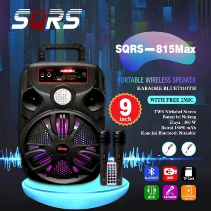 SPEAKER PORTABLE 9 INCH SQRS MAX | Speaker Bluetooth Mic 9 Inch Sqrs Max