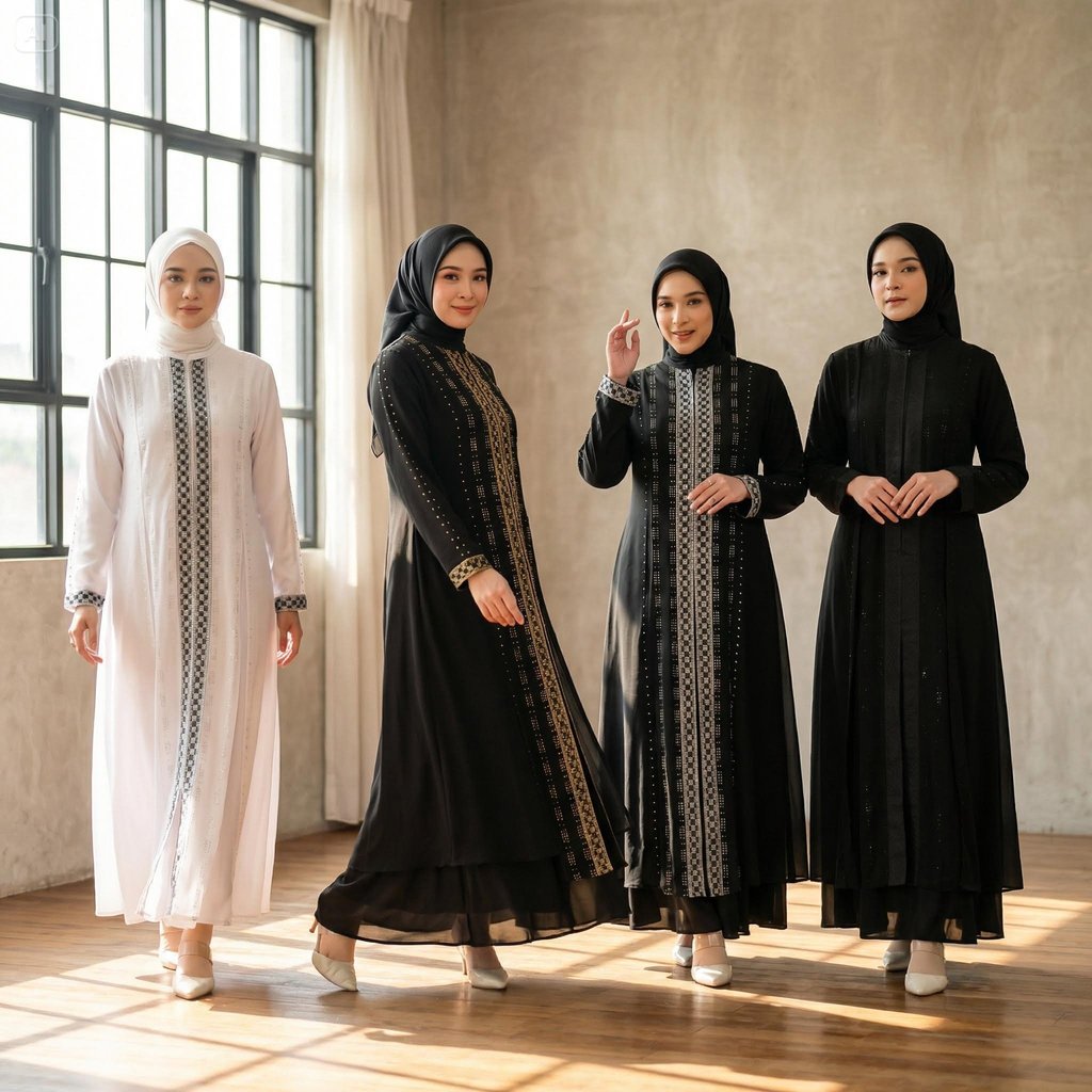Gamis Premium Abaya Hitam Turkey Bordir Payet Elegan Jersey Ceruty Wanita Remaja Terbaru 2026