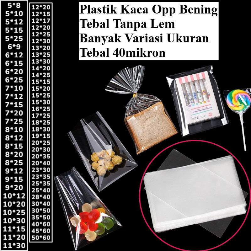 Kantong Plastik OPP Bening Tebal  UKURAN LENGKAP / Tanpa Lem OPP Souvenir Tebal 40 Mikron Kiloan Pla