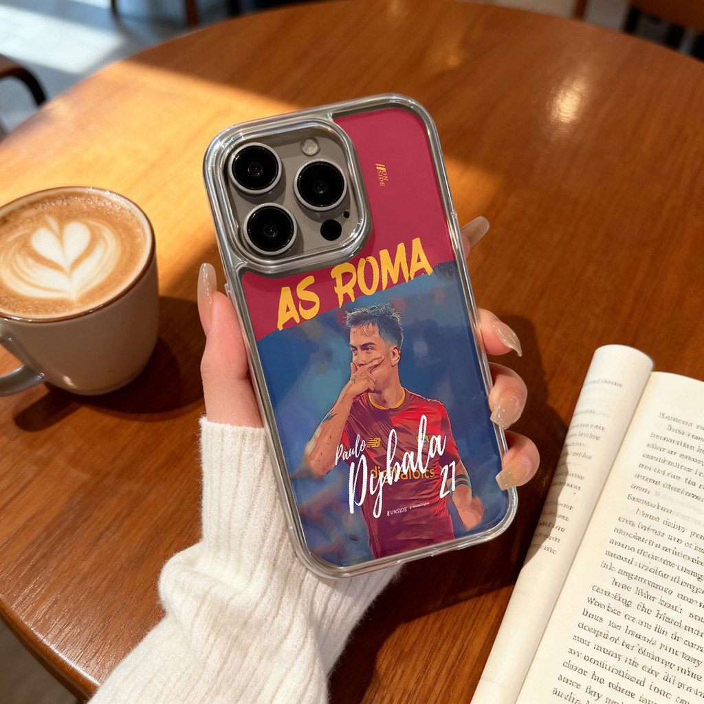 As Roma Dybala 21 Case Casing Ponsel Bening Bingkai Warna Solid Pelapisan Mewah Kompatibel Untuk IPh