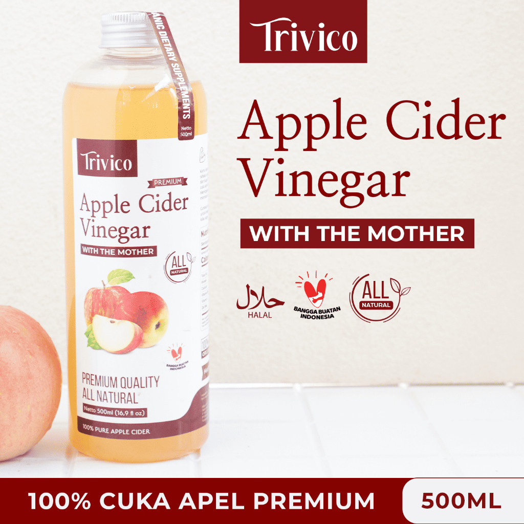 vry - TRIVICO Cuka Apel Original With Mother 500ml Cuka Apel untuk Diet, Diabetes & Jerawat