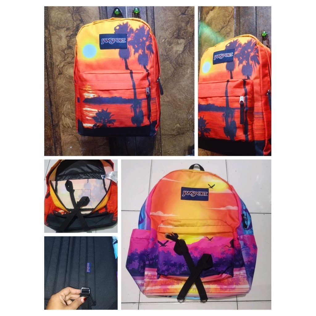 tas ransel jansport tas jansport premium motif sunset