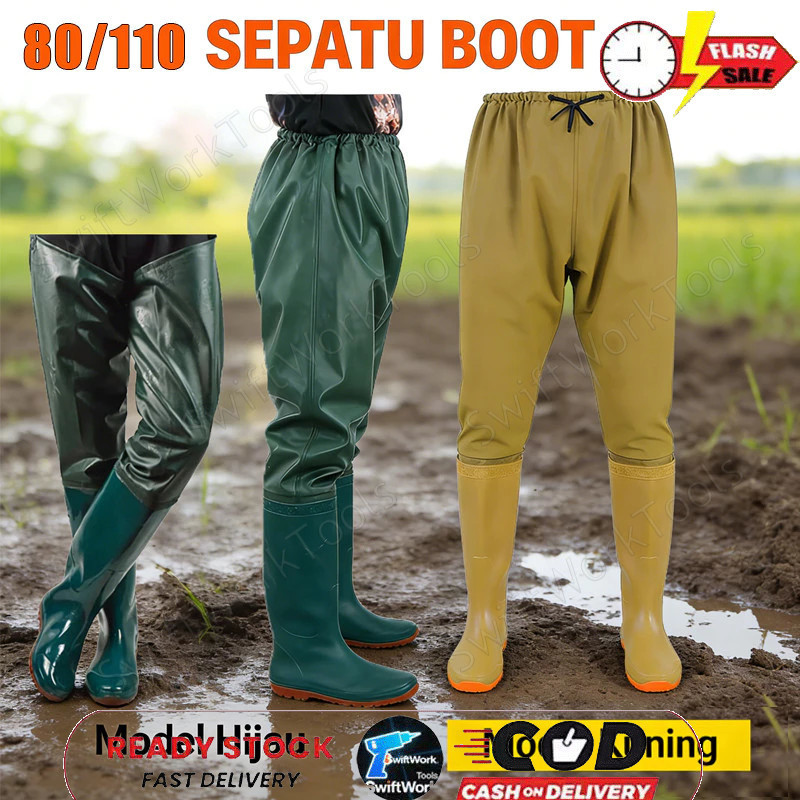 Sepatu Bot Tahan Air Sepatu Boots Panjang Anti Air dan Lumpur Adjustable Anti Slip/ Sepatu Bot Pria 