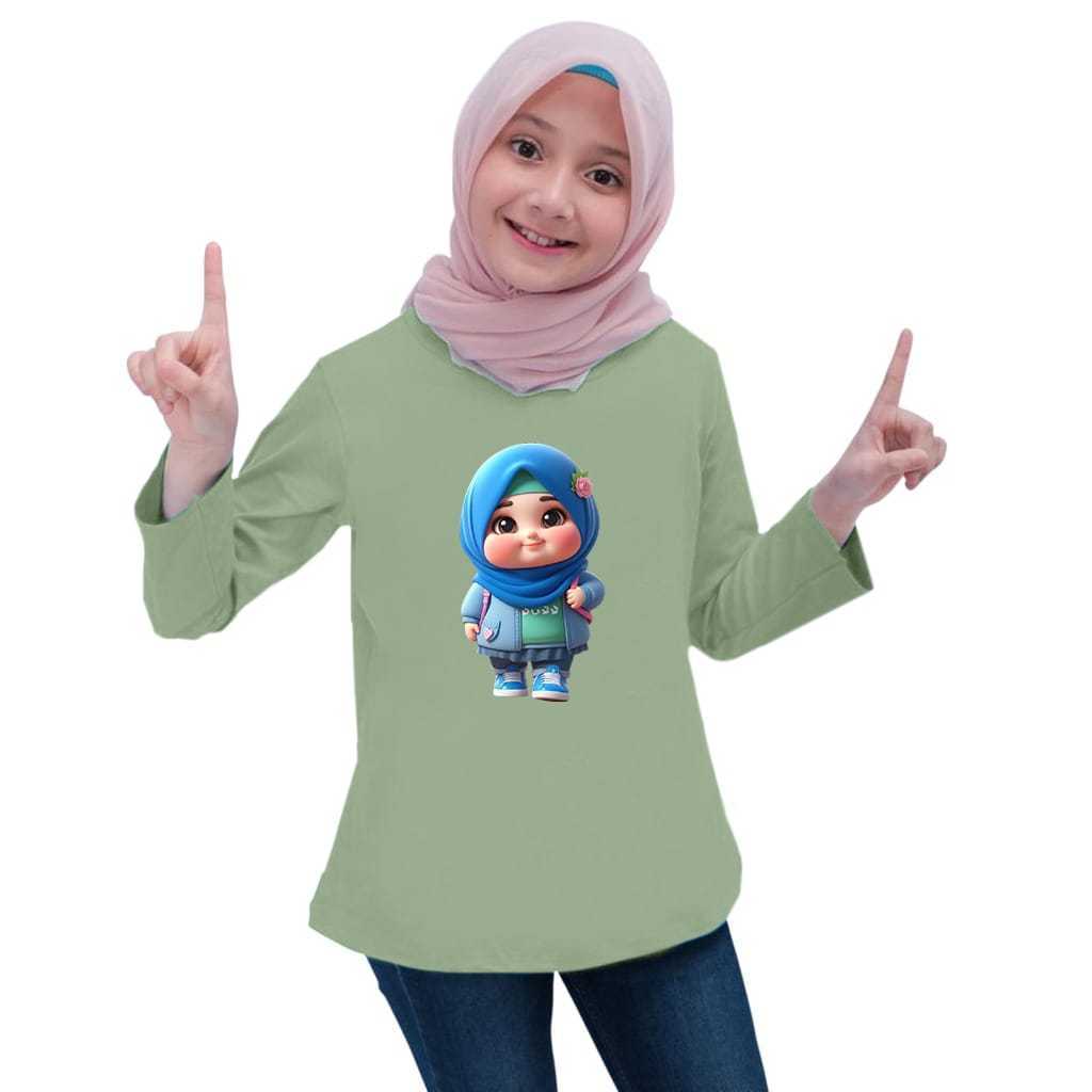 kaos anak perempuan lengan panjang gemoy girls hijab