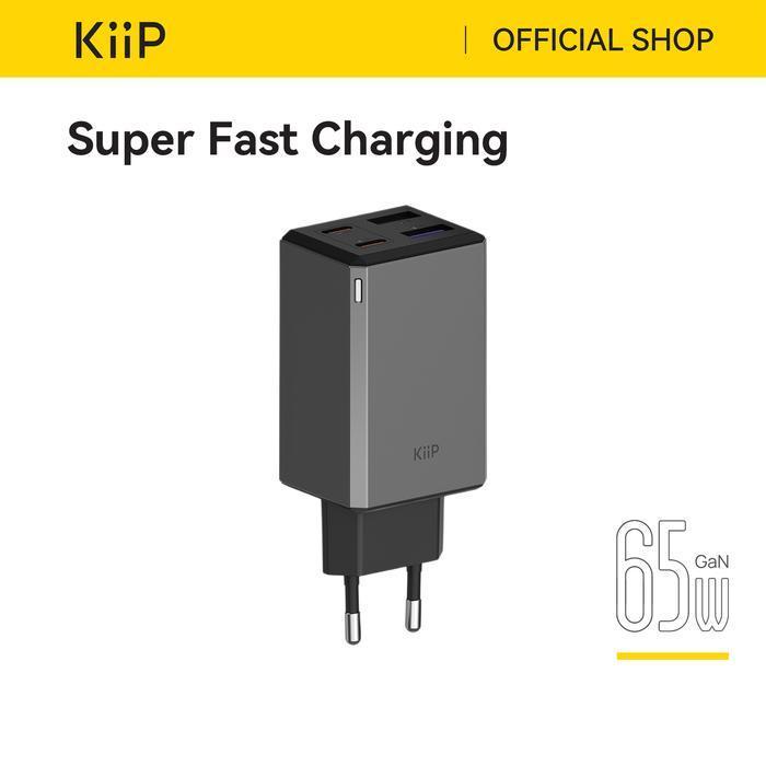 (Copper House) KiiP  C19E Kepala Charger Adaptor GAN6 Fast Charging 65W 2C+2U tanpa Kabel - Hitam