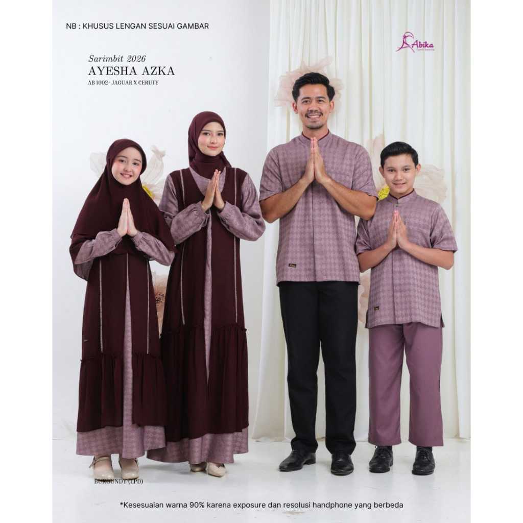 Sarimbit Abika Ayesha Azka - Burgundy / Baju Muslim Set Couple Keluarga Lebaran By Abika