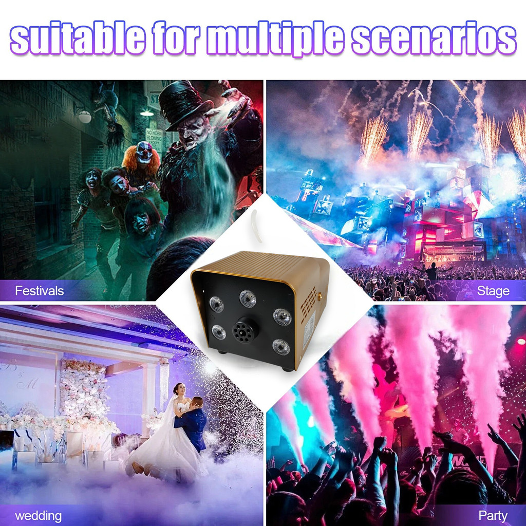 Mesin Kabut Asap Panggung 550W dengan Lampu LED RGB Terintegrasi, Efek Asap Tebal Dramatis Remote Co