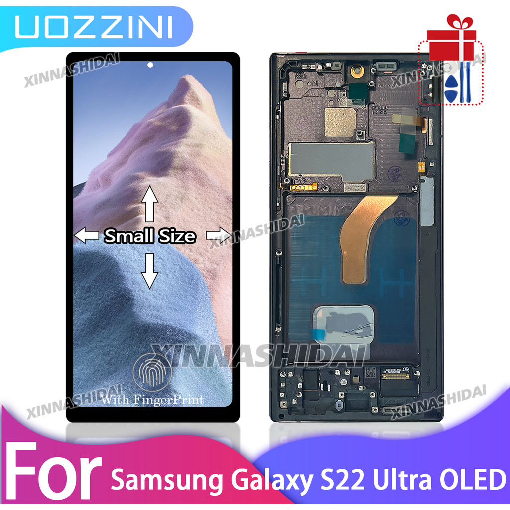 100% Diuji Untuk Layar LCD Samsung Galaxy S22 Ultra, Digitizer Layar Sentuh Ukuran Kecil Untuk S22 U