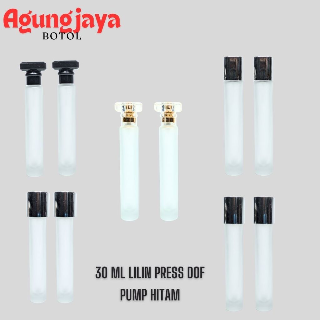 Botol Kaca Parfum 30 Ml Lilin Press Doff Pump Hitam / Botol Kaca Parfum 30 Ml /  Botol Kaca / Botol 