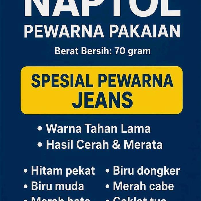 Naptol pewarna pakaian 70gram - hitam pekat - hitam pekat