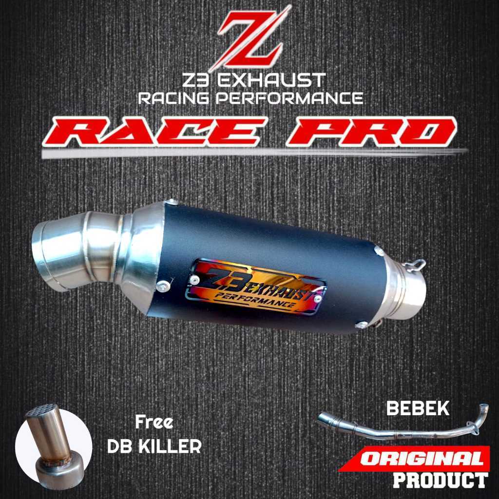 Knalpot Z3 Exhaust Racing RacePro Black Motor Bebek Jupiter Supra Revo Smash – Suara Gahar Ngebas