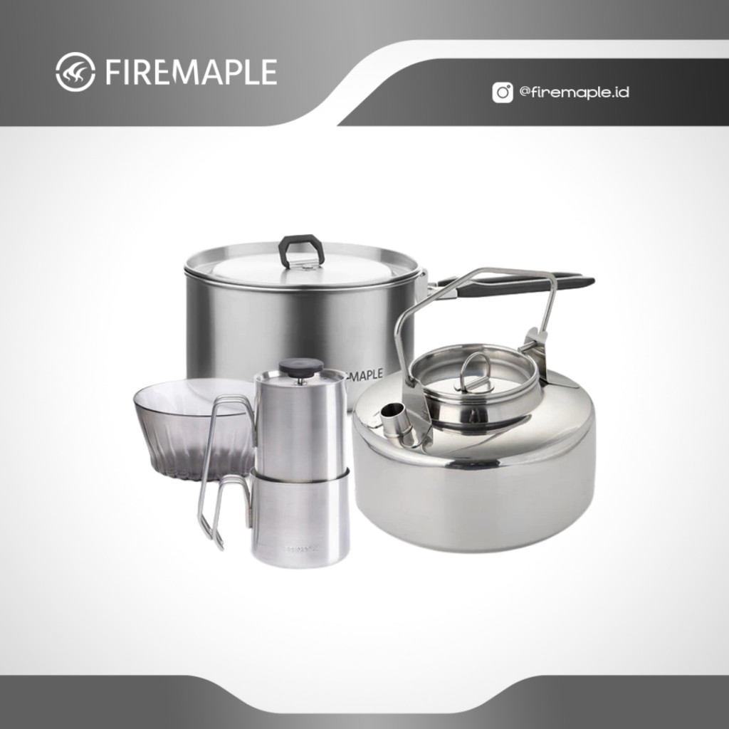 Nesting Camping Firemaple Antarcti Stainless Steel Cookware Camping Outdoor Teko Panci Nesting Set L