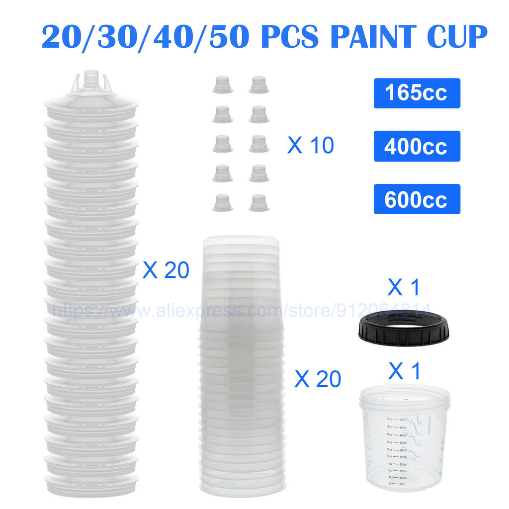 10/20/30/50 PCS Paint Adapter Spray Gun Paint Mixing Cup No-Clean Spray Gun Tank Paint Tank 165/400/