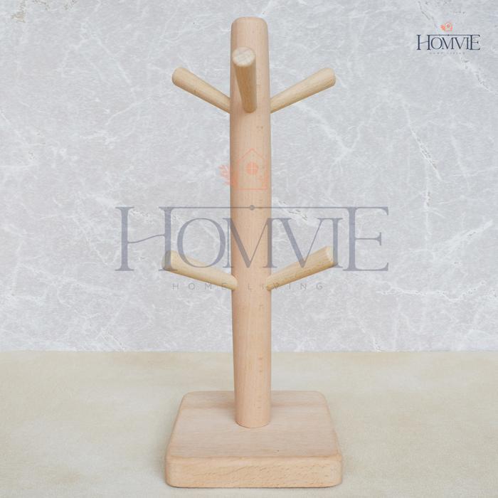 gantungan gelas cup organizer kayu woods rak holder rack penyimpanan