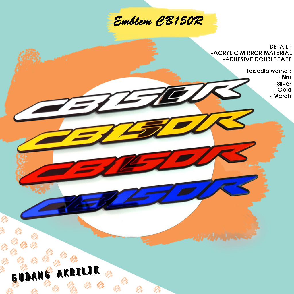 Emblem CB150R 2 PCS 3D Timbul Aksesoris Motor Honda CB150R Sepasang