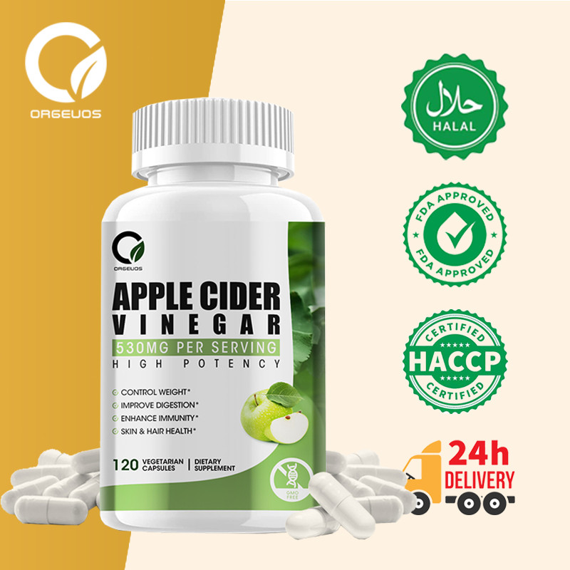 Orgeuos Apple Cider Vinegar Murni 100% 120Kapsul Membantu Menurunkan Berat Badan Dengan Cepat
