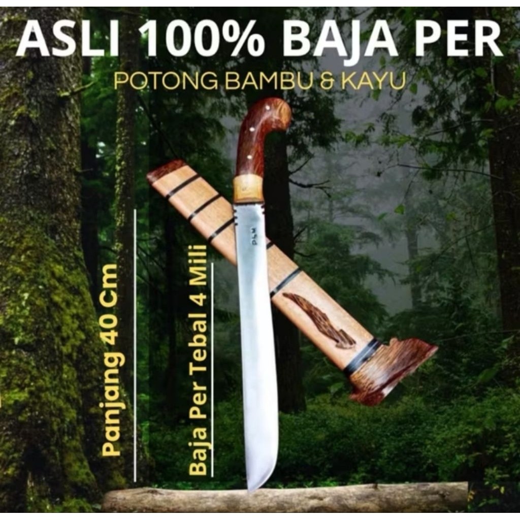 Golok Jepit 100% Baja Asli | Golok Serbaguna Potong Belah Belah Cacah Cacah Kupas Kupas