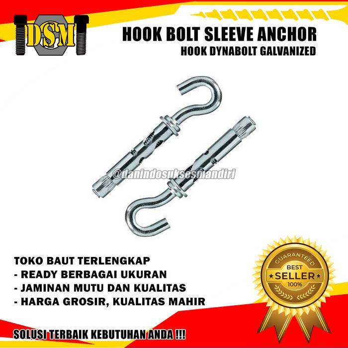 PROMO  (1 DUS) Hook Dynabolt / Dinabolt Gantung / Hook Bolt Sleeve Anchor Serbaguna Kunci - M6x8x45 
