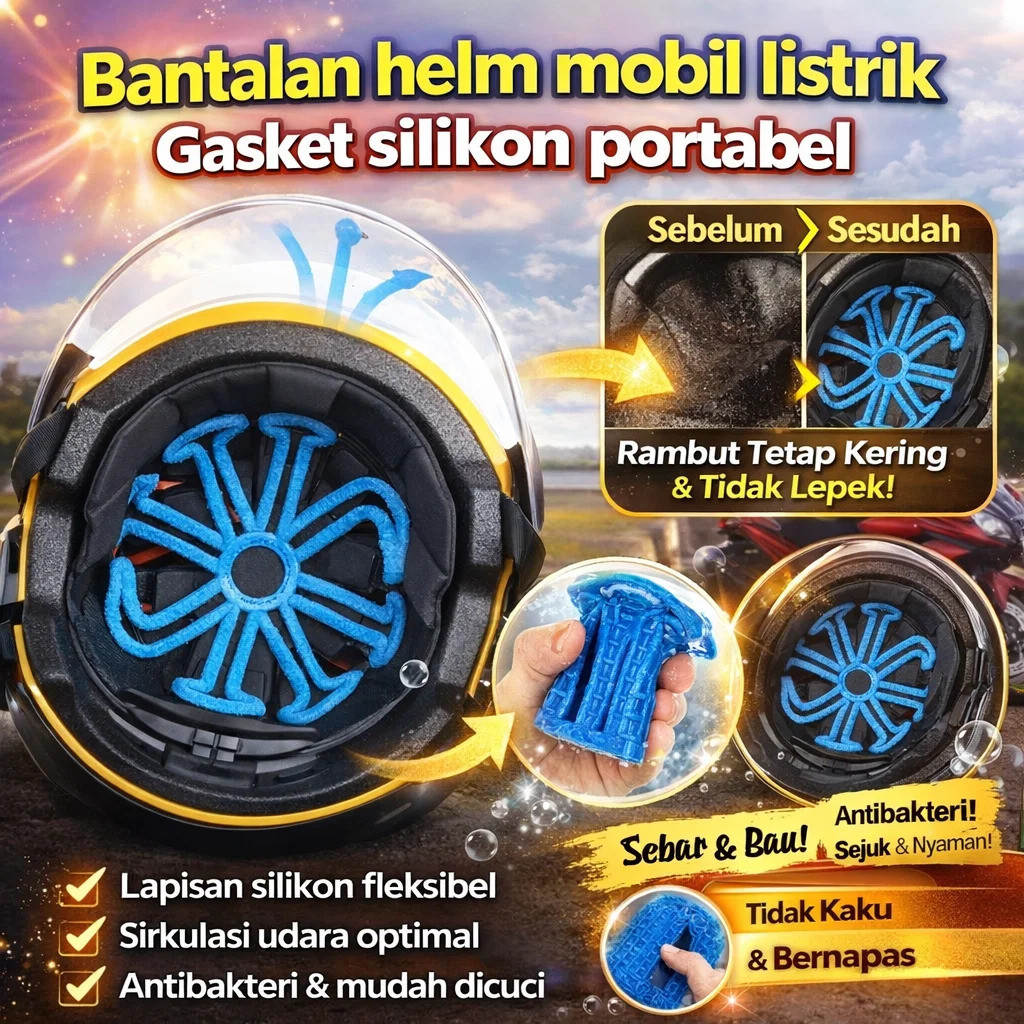 [Gratis Ongkir][Anti Lembab]Bantalan Helm Dalam Breathable Auto Pas Ukuran Helm Anti Rambut Runtuh -