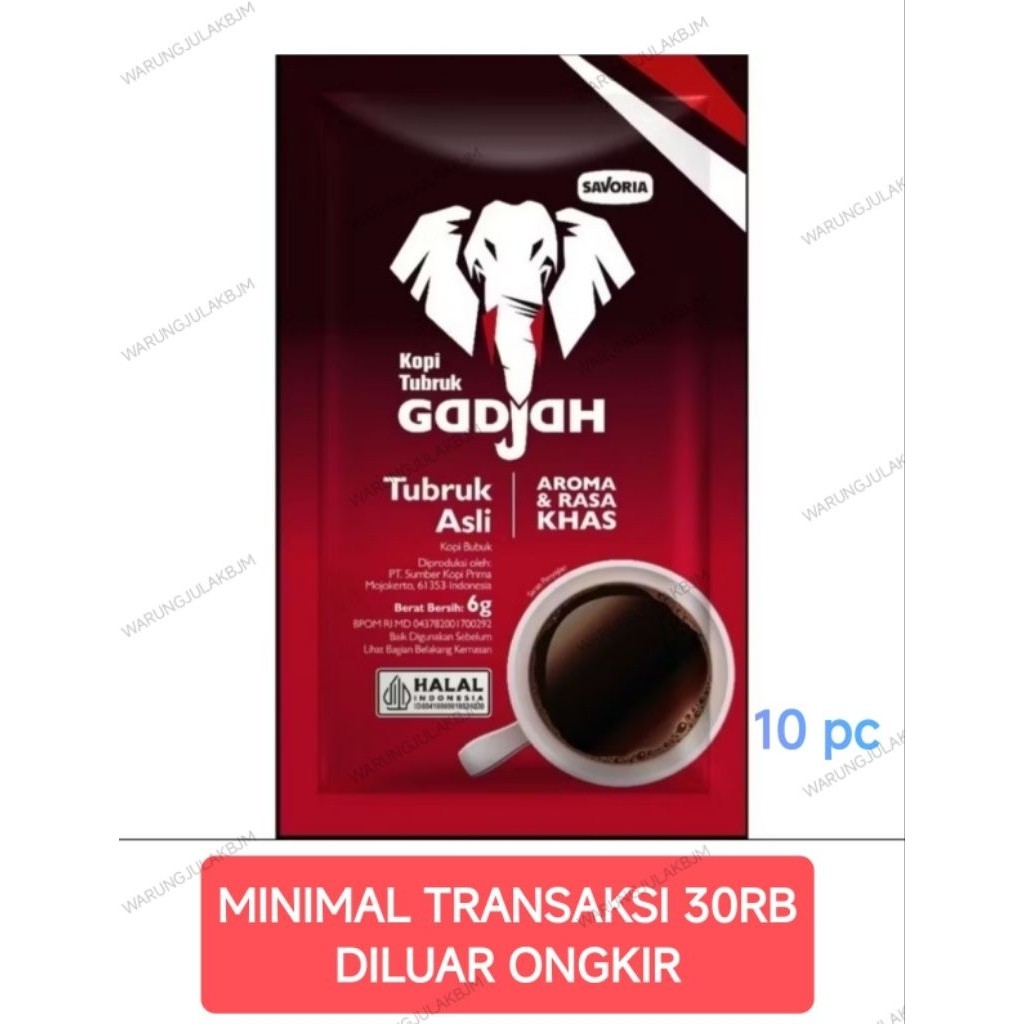 Kopi Tubruk Gajah 6gr Per Renceng 10 Sachet