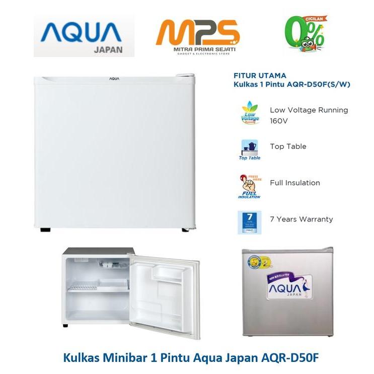 Kulkas Portable Minibar 1 Pintu Aqua Japan AQR-D50F (W/S) - 50 L
