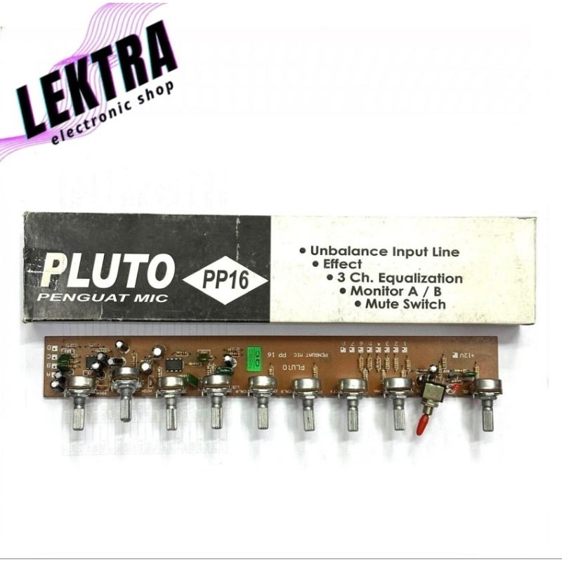 Kit PLUTO PP 16 Penguat Mic Audio Mixer 9 Potensio 12v 12volt 12 v volt PP16 Tone Ultramic Console S